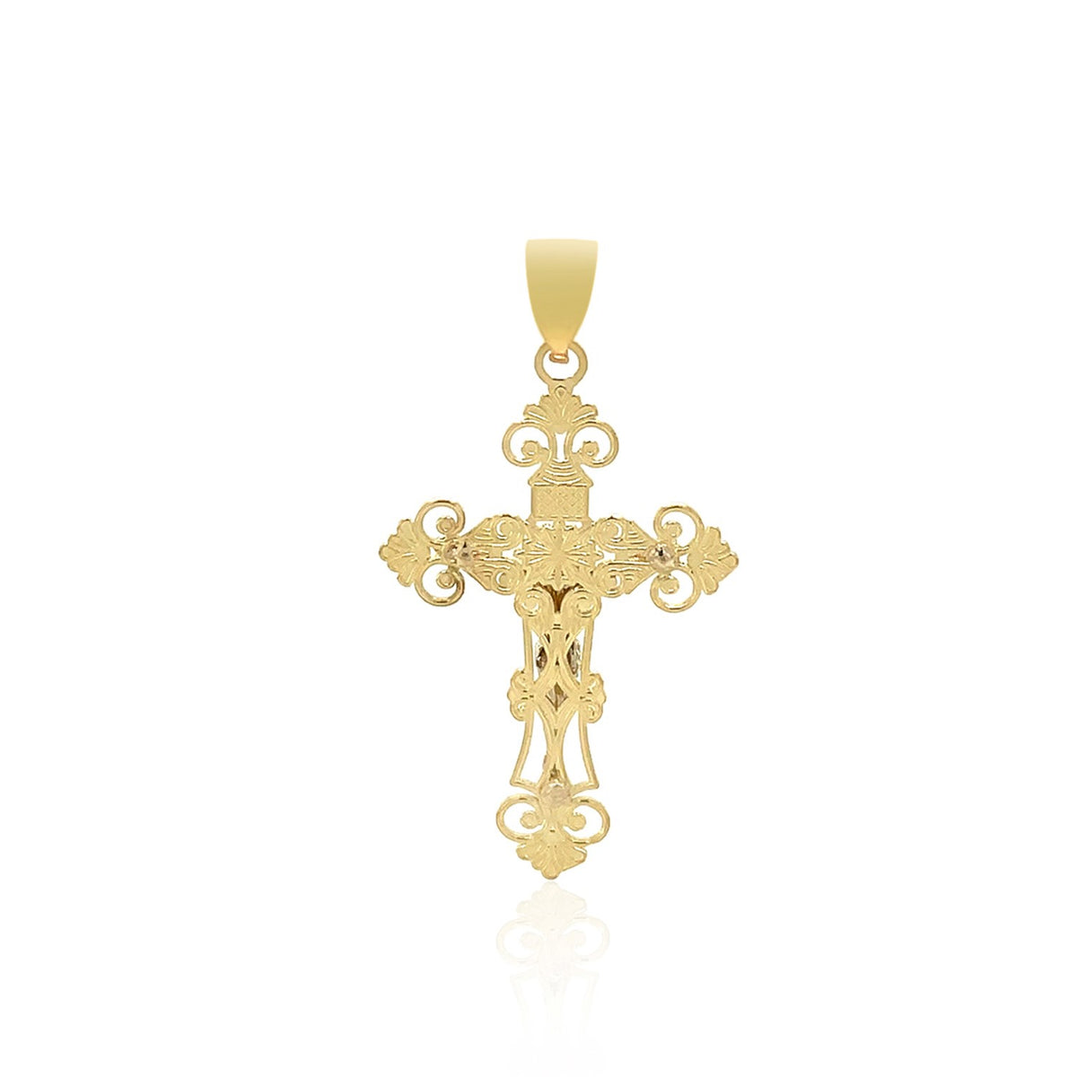 14k Two Tone Gold Cross Pendant — view 2