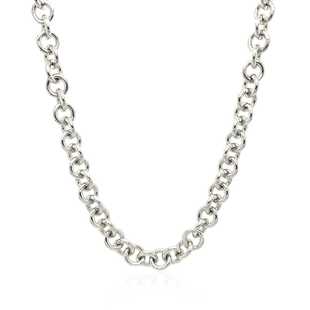 Sterling Silver Rhodium Plated Rolo Chain Necklace with a Heart Toggle Charm — view 3