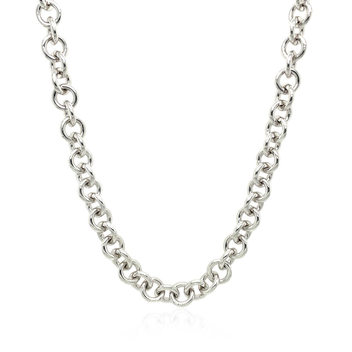 Sterling Silver Rhodium Plated Rolo Chain Necklace with a Heart Toggle Charm — view 3