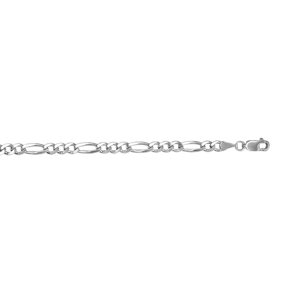 14k White Gold Solid Figaro Bracelet (3.80 mm) — view 4