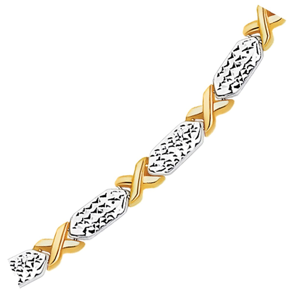 14k Two-Tone Gold Fancy X Line Bracelet (4.80 mm) — view 2