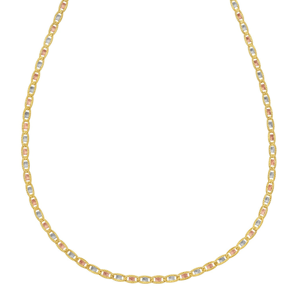 14K Tri Color Gold Pave Valentino Chain (2.50 mm) — view 2