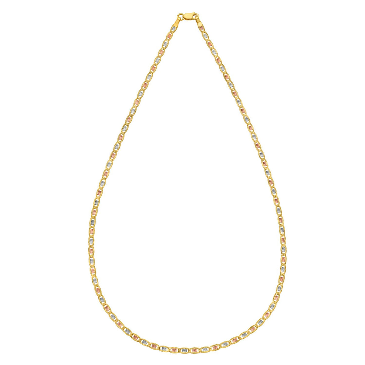 14K Tri Color Gold Pave Valentino Chain (2.50 mm) — view 3