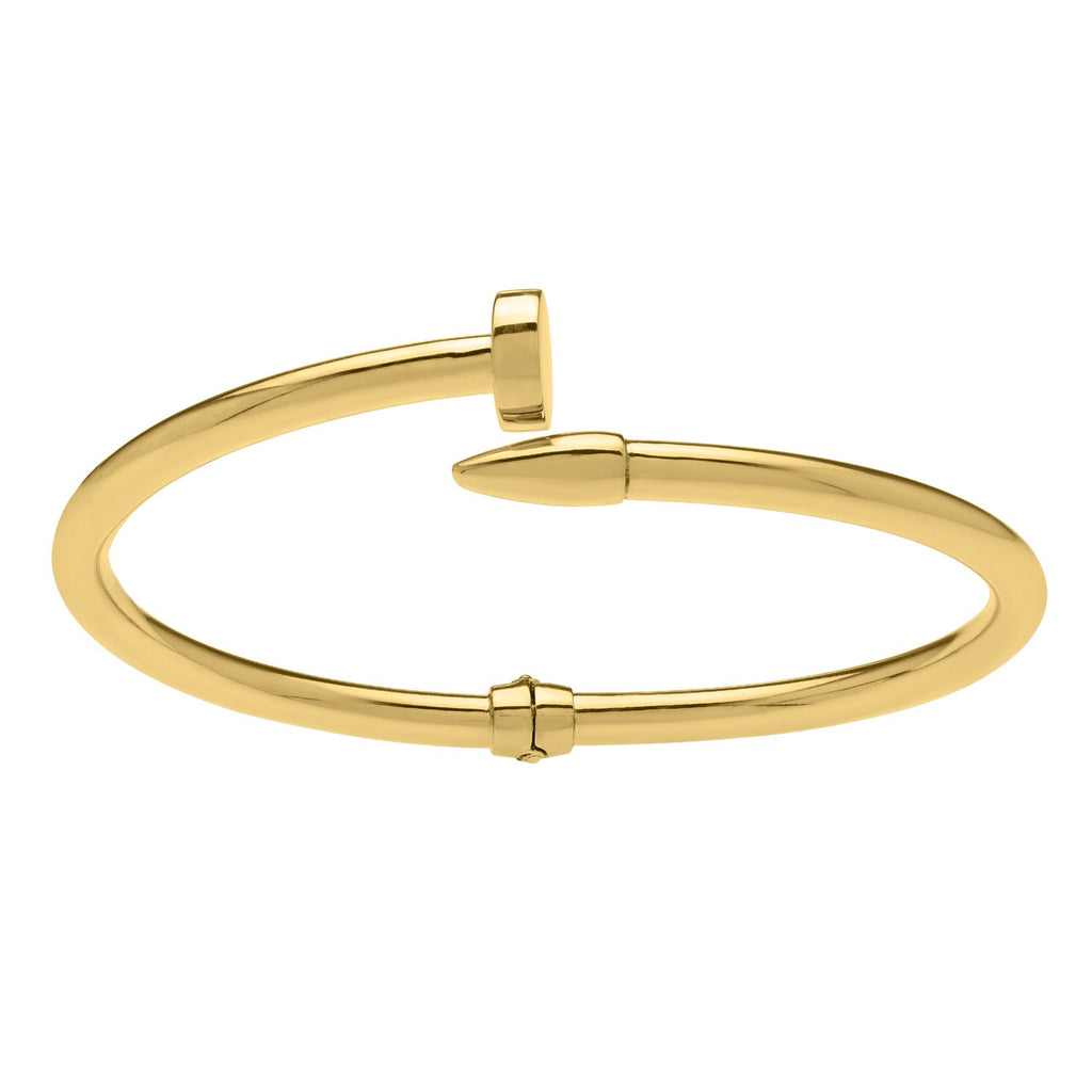 Bypass Nail Head Cuff Bangle in 14K Yellow Gold — view 2