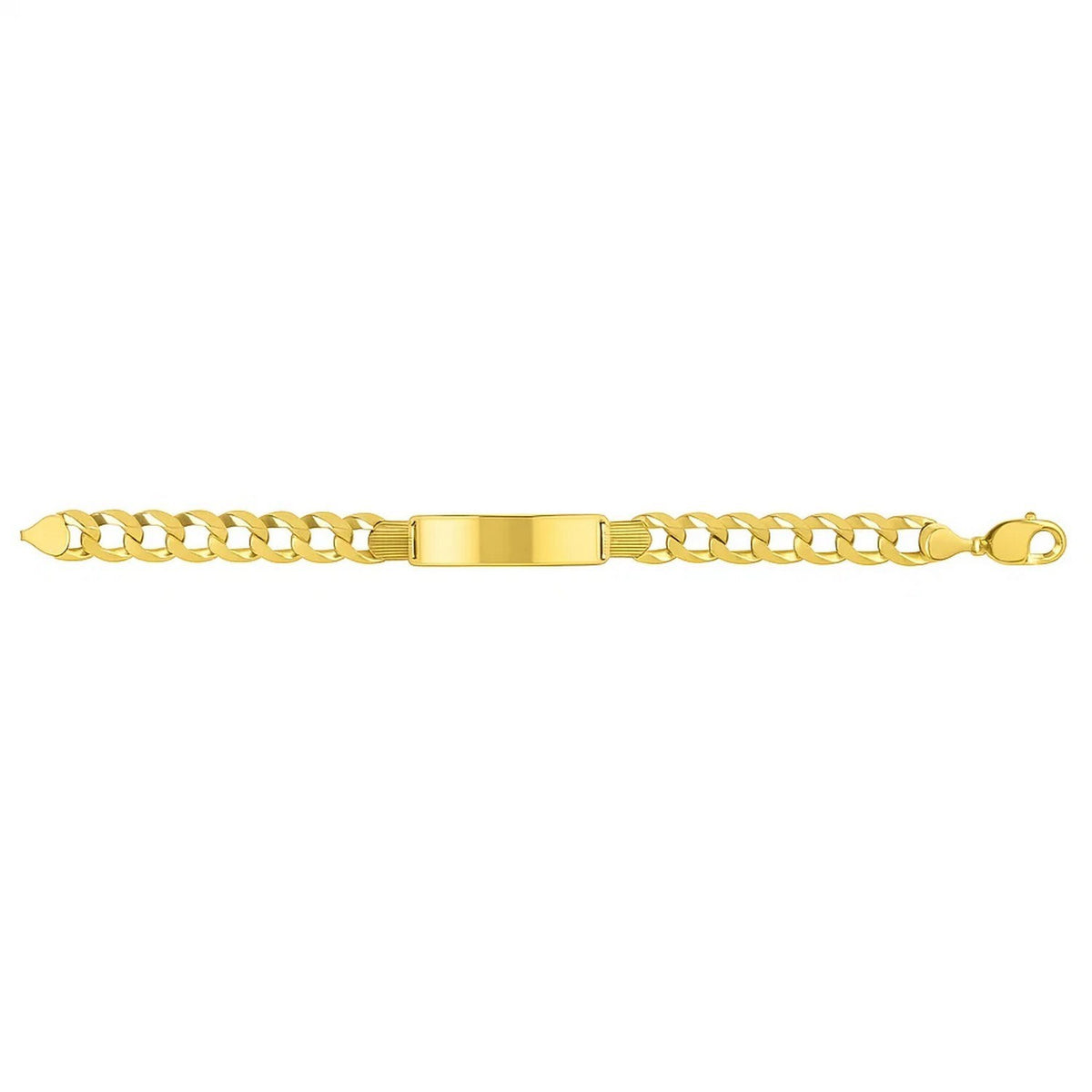 14k Yellow Gold 8 1/2 inch Mens Wide Curb Chain ID Bracelet (10.00 mm) — view 6