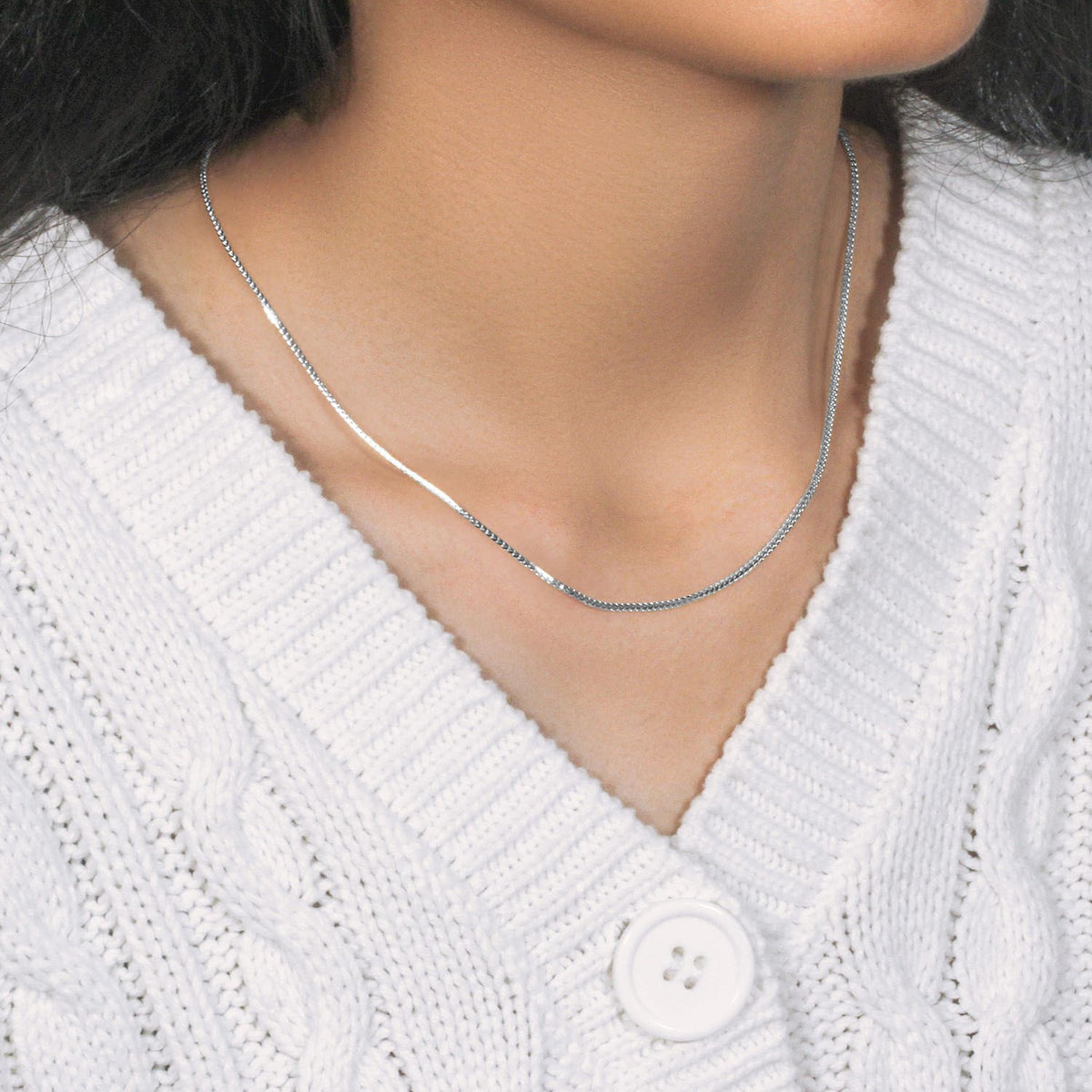14k White Gold Franco Chain (1.20 mm) — view 2