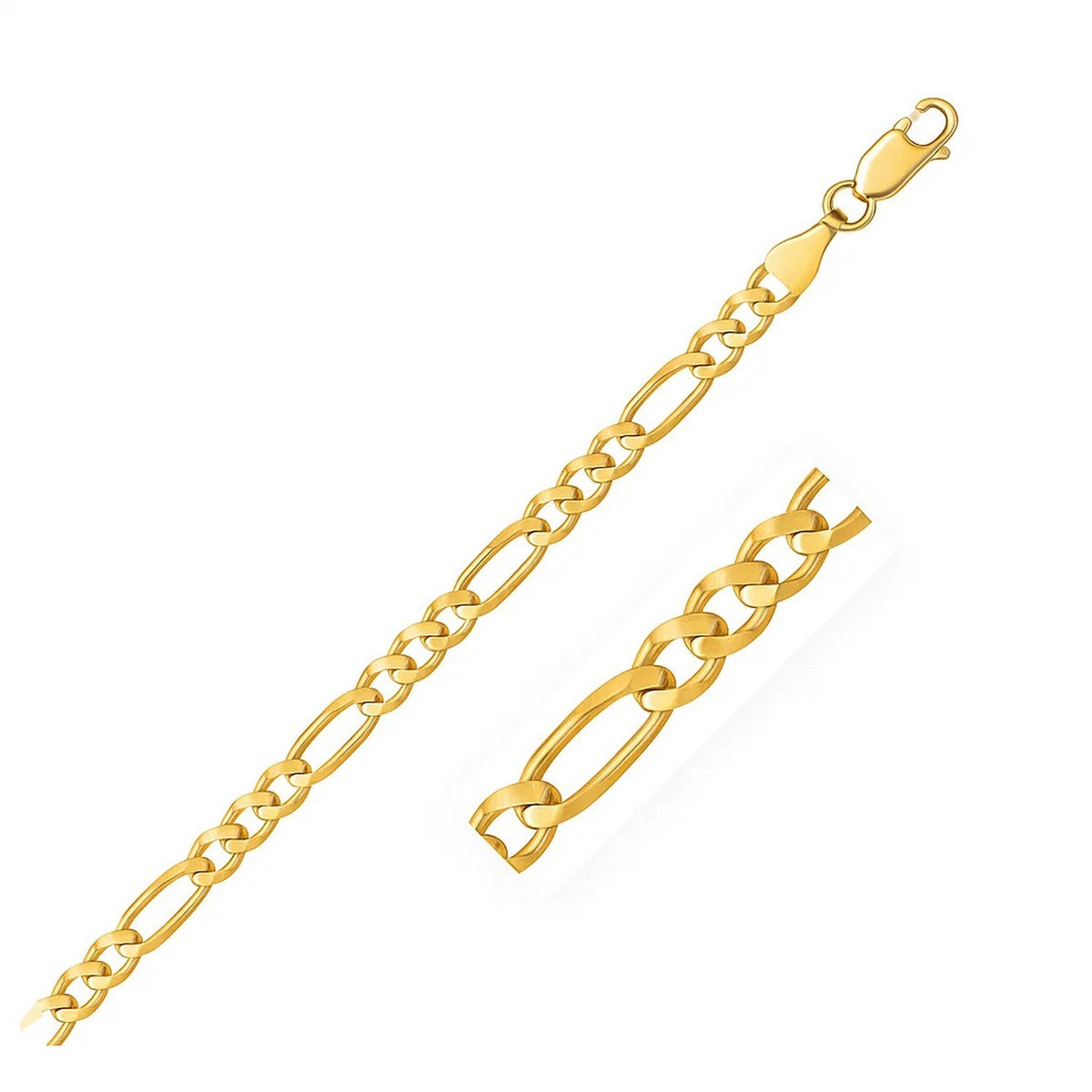 10k Yellow Gold Solid Figaro Bracelet (4.50 mm)