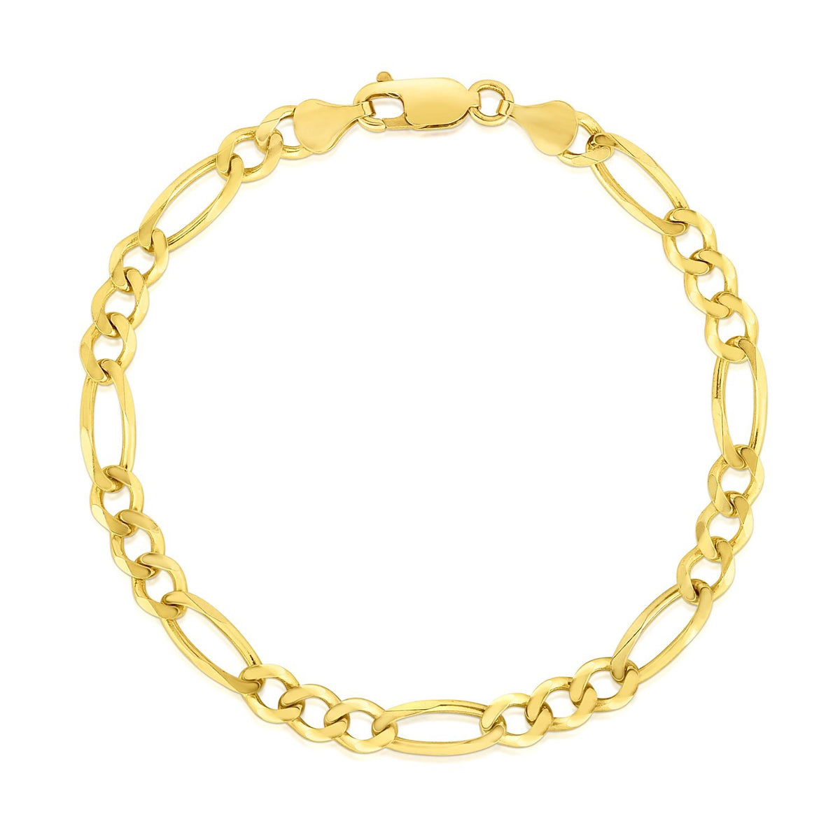 10k Yellow Gold Solid Figaro Bracelet (4.50 mm) — view 2