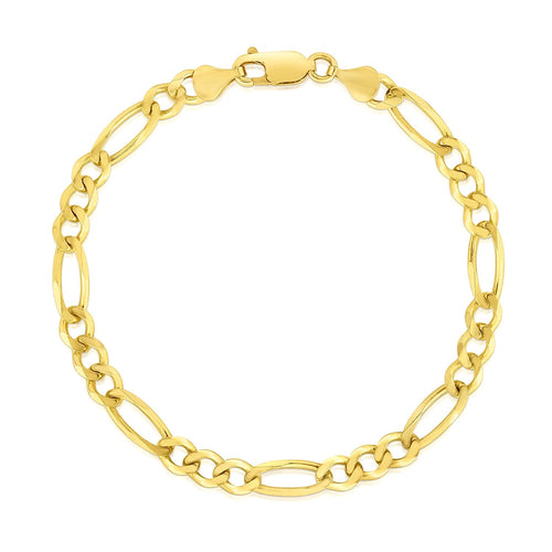 10k Yellow Gold Solid Figaro Bracelet (4.50 mm) — view 2