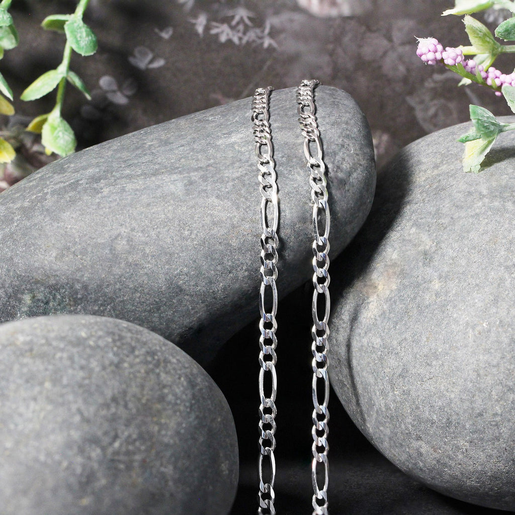 14k White Gold Solid Figaro Chain (3.00 mm) — view 6