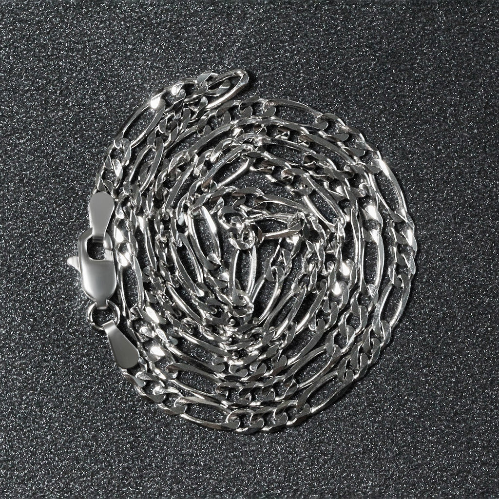 14k White Gold Solid Figaro Chain (3.00 mm) — view 8