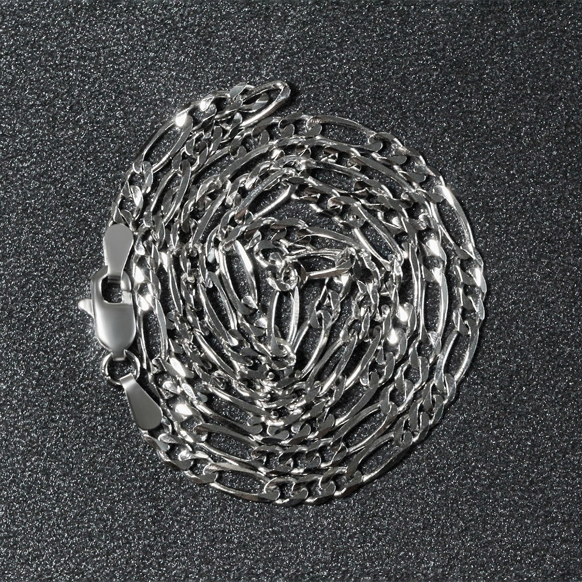 14k White Gold Solid Figaro Chain (3.00 mm) — view 8
