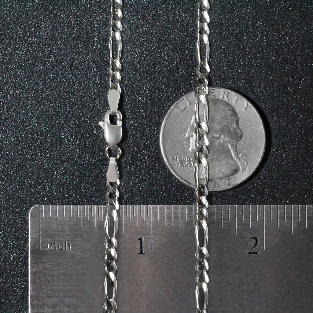 14k White Gold Solid Figaro Chain (3.00 mm) — view 9