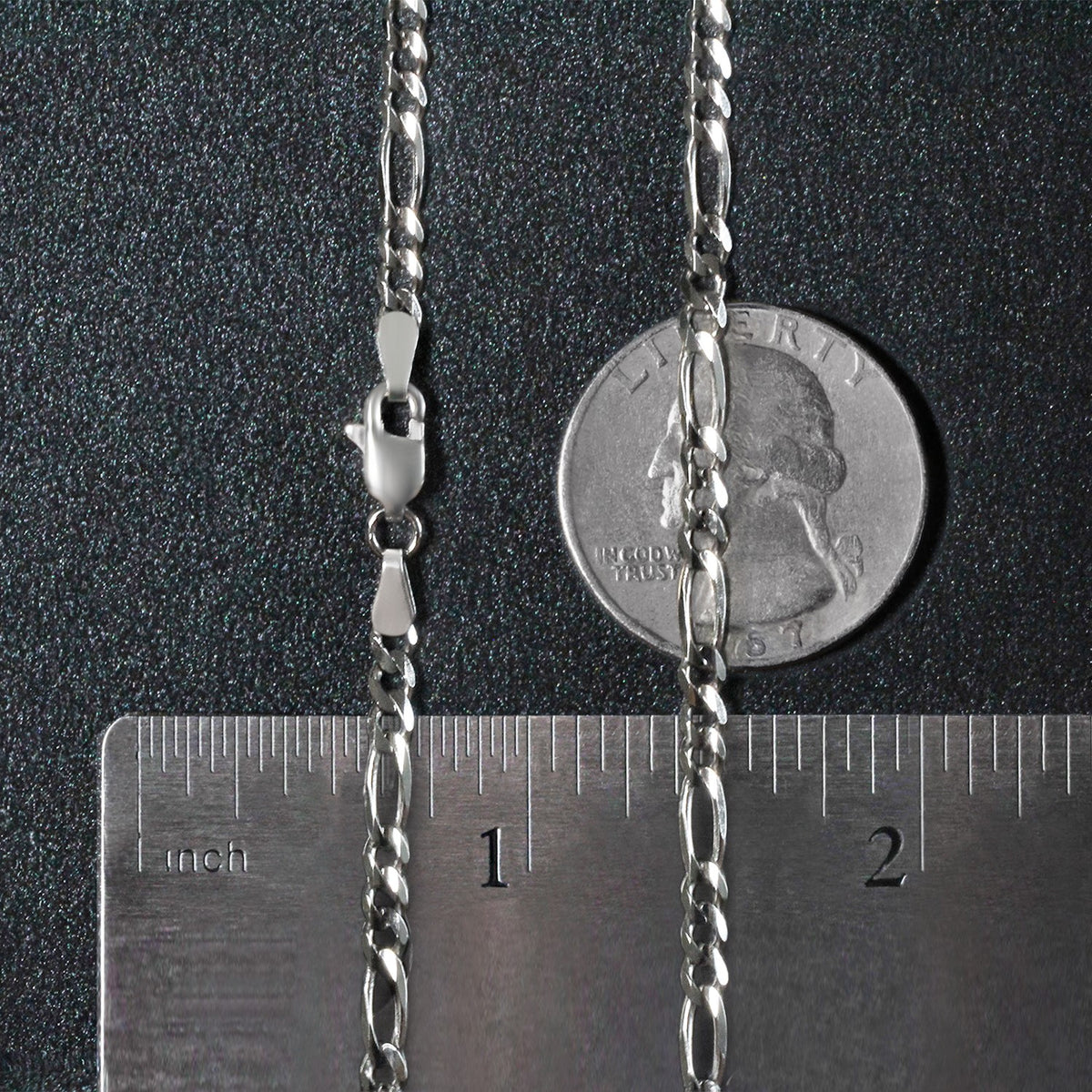 14k White Gold Solid Figaro Chain (3.00 mm) — view 9
