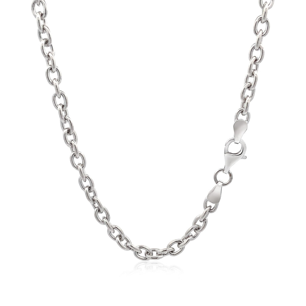Sterling Silver Rhodium Plated Chain Bracelet with a Flat Heart Motif Station — view 3