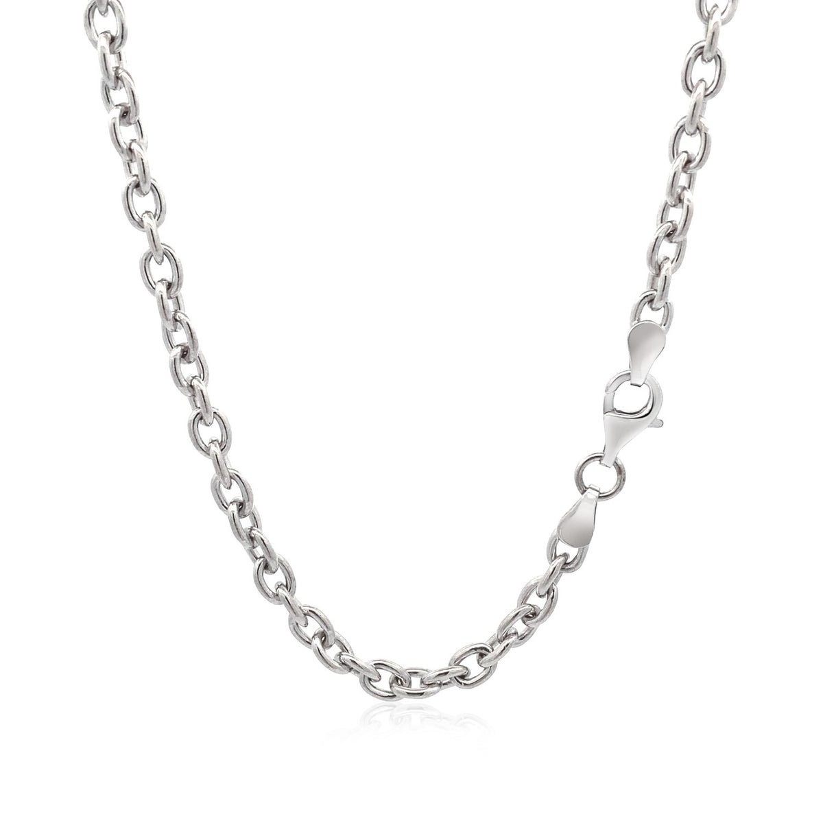 Sterling Silver Rhodium Plated Chain Bracelet with a Flat Heart Motif Station — view 3