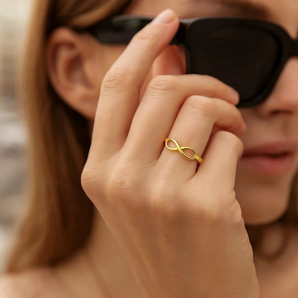 14k Yellow Gold Infinity Ring in High Polish — view 3
