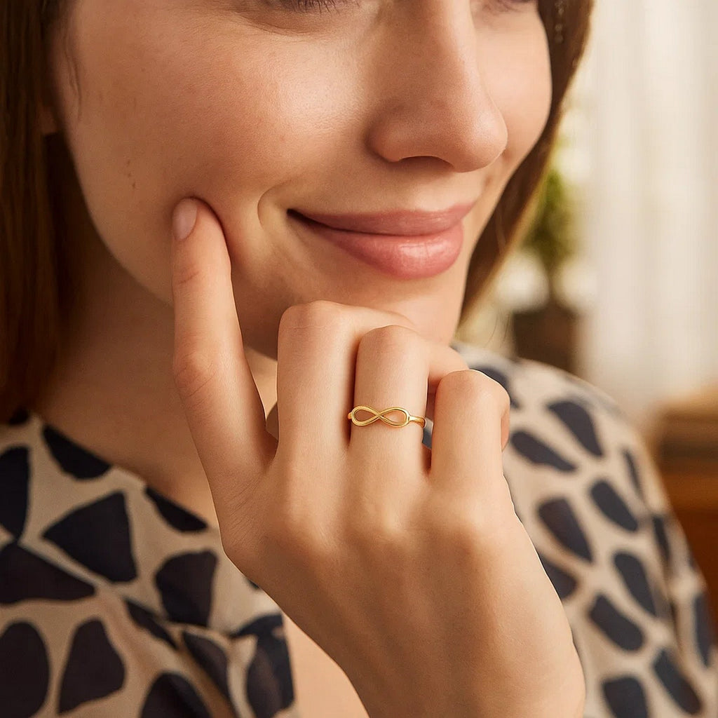 14k Yellow Gold Infinity Ring in High Polish — view 4