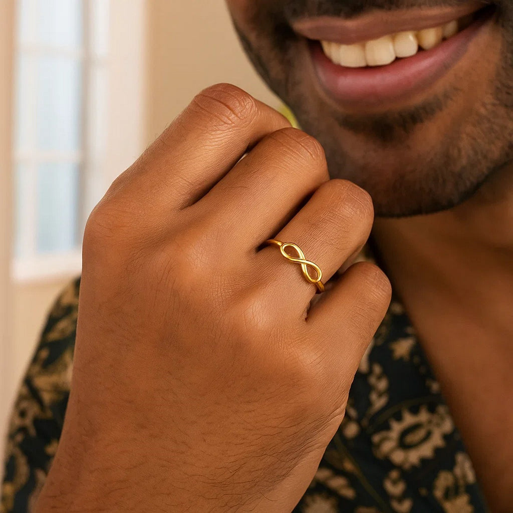 14k Yellow Gold Infinity Ring in High Polish — view 6