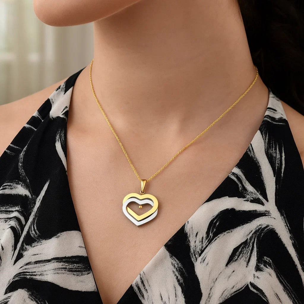 14k Two-Tone Gold Intertwined Hearts Pendant — view 2