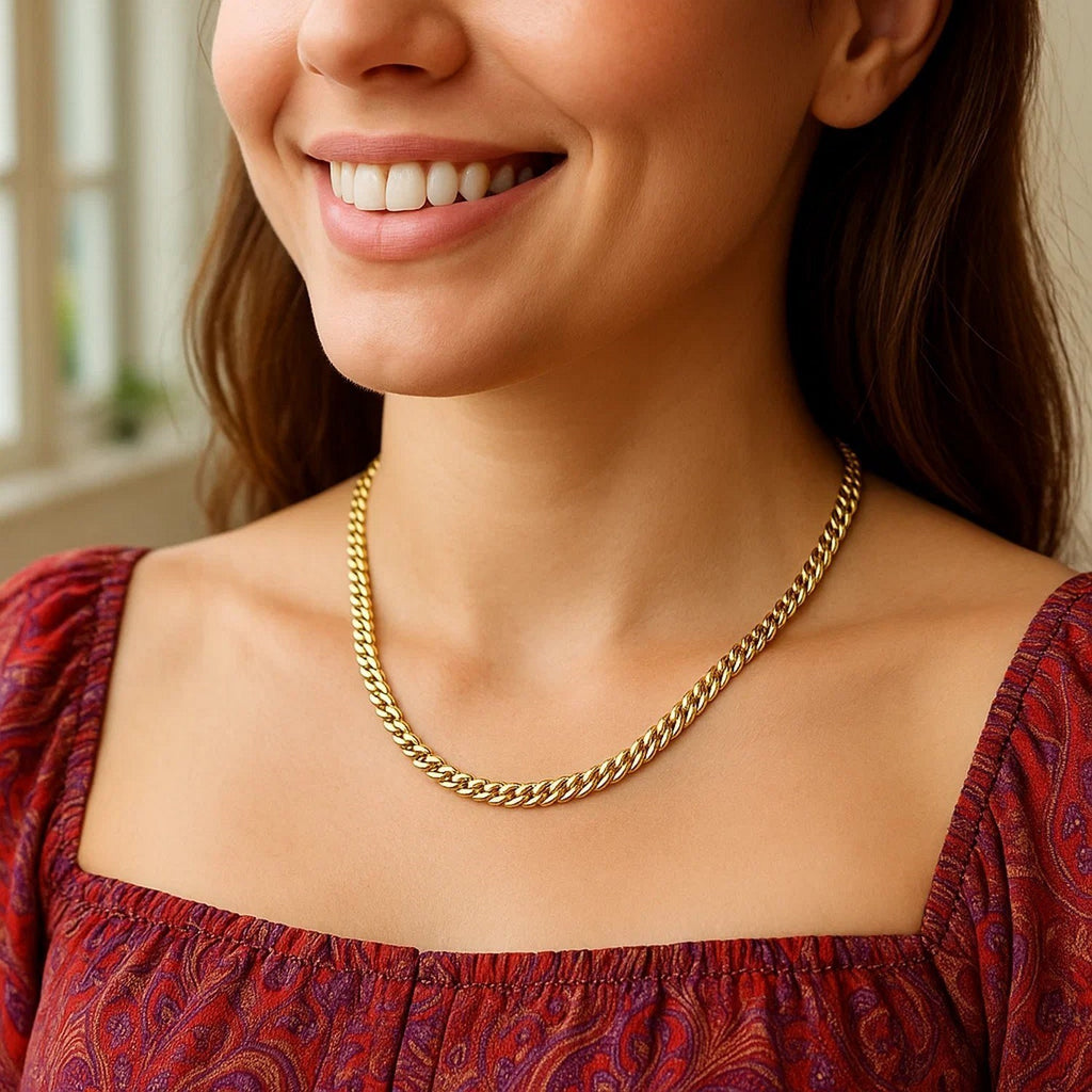Sterling Silver Yellow Gold Plated Miami Cuban Chain (4.90 mm) — view 3