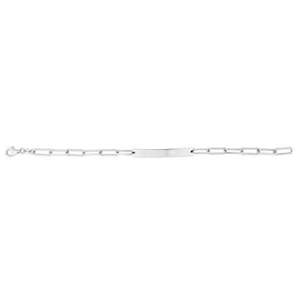 Sterling Silver Rhodium Plated Engravable ID Bar Paperclip Bracelet (2.10 mm) — view 3