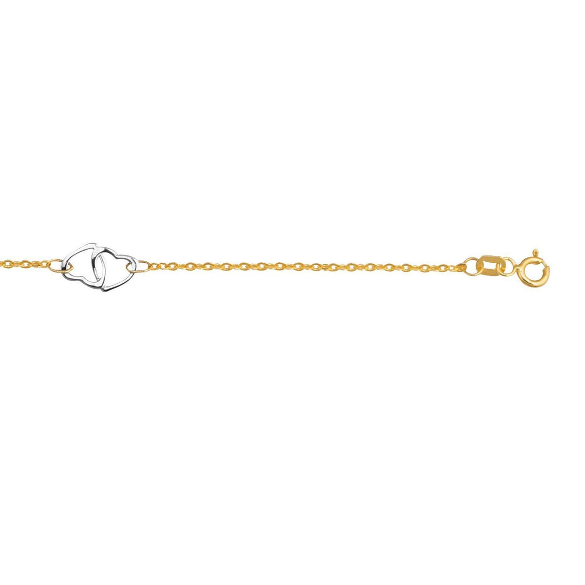 14k Two Tone Gold Entwined Heart Stationed Anklet — view 4