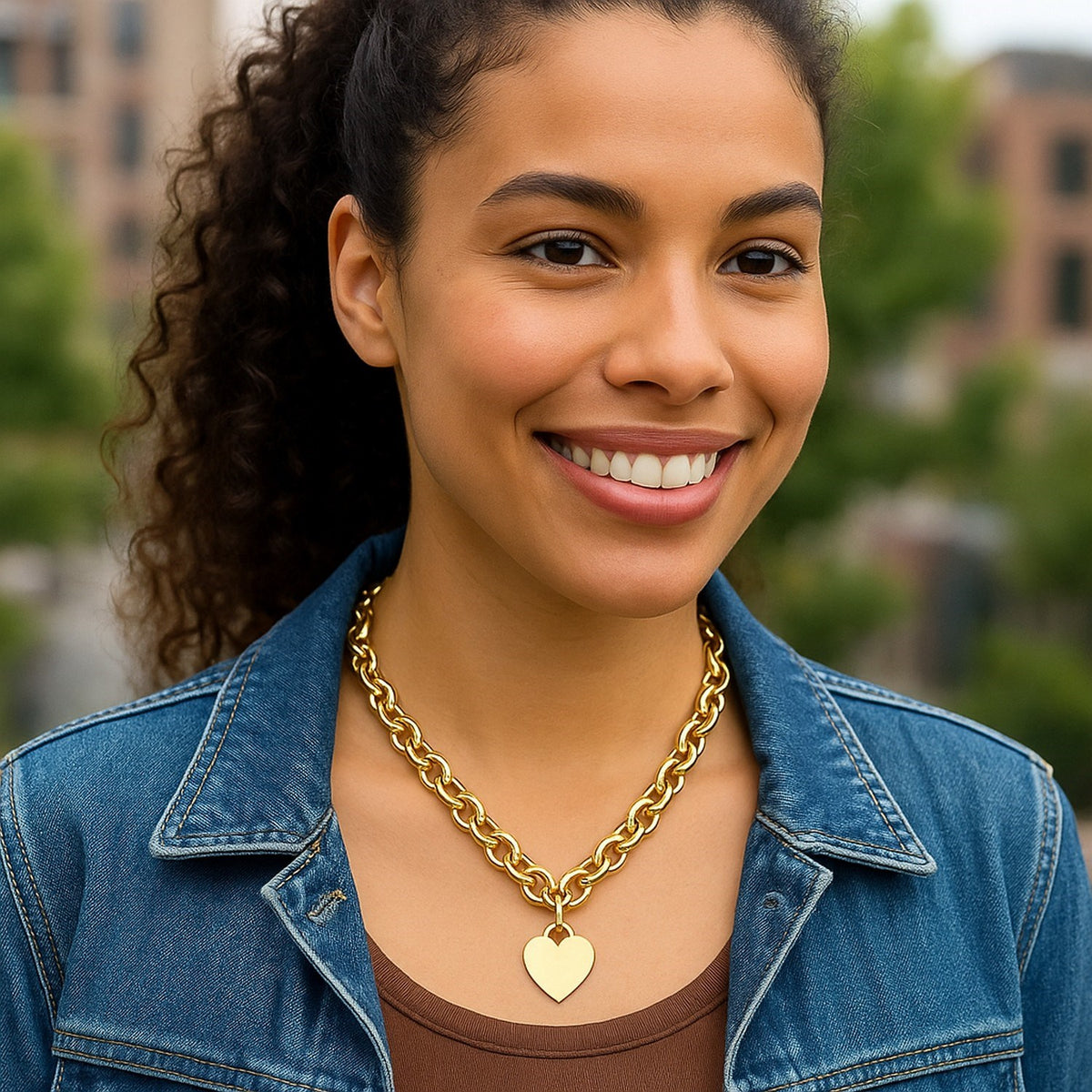 14k Yellow Gold Rolo Link Necklace (11.40 mm) — view 7