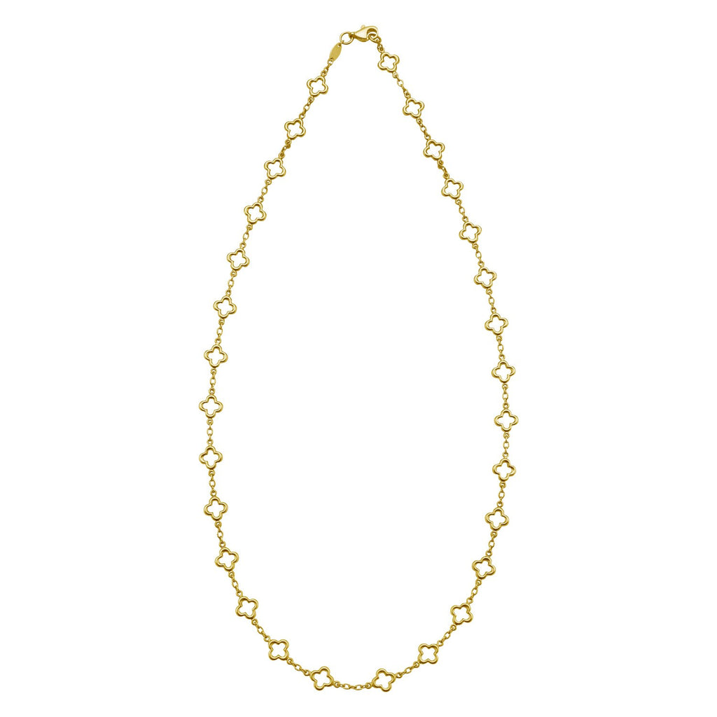 14K Yellow Gold Clover Link Necklace (7.00 mm) — view 2