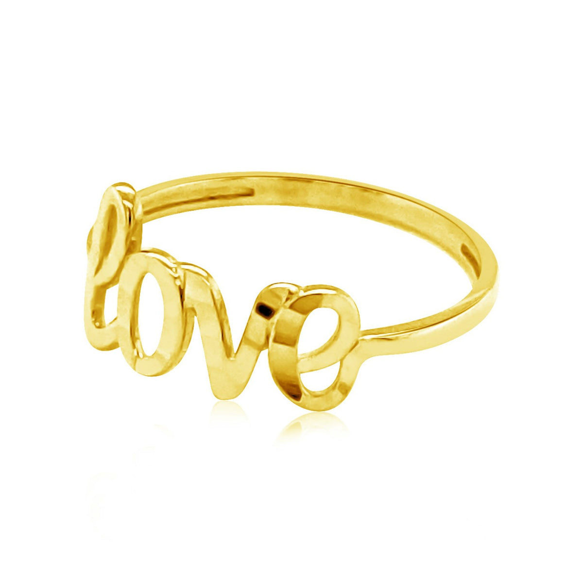 14k Yellow Gold Ring with Love — view 3
