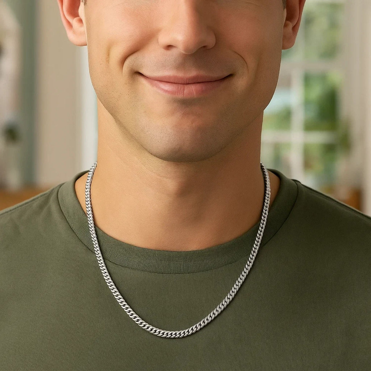 Sterling Silver Rhodium Plated Vintage Puffed Miami Cuban Chain (4.10 mm) — view 5