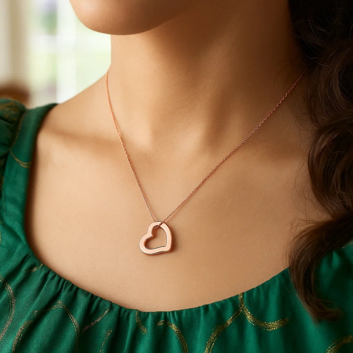 14k Rose Gold Heart Pendant — view 3