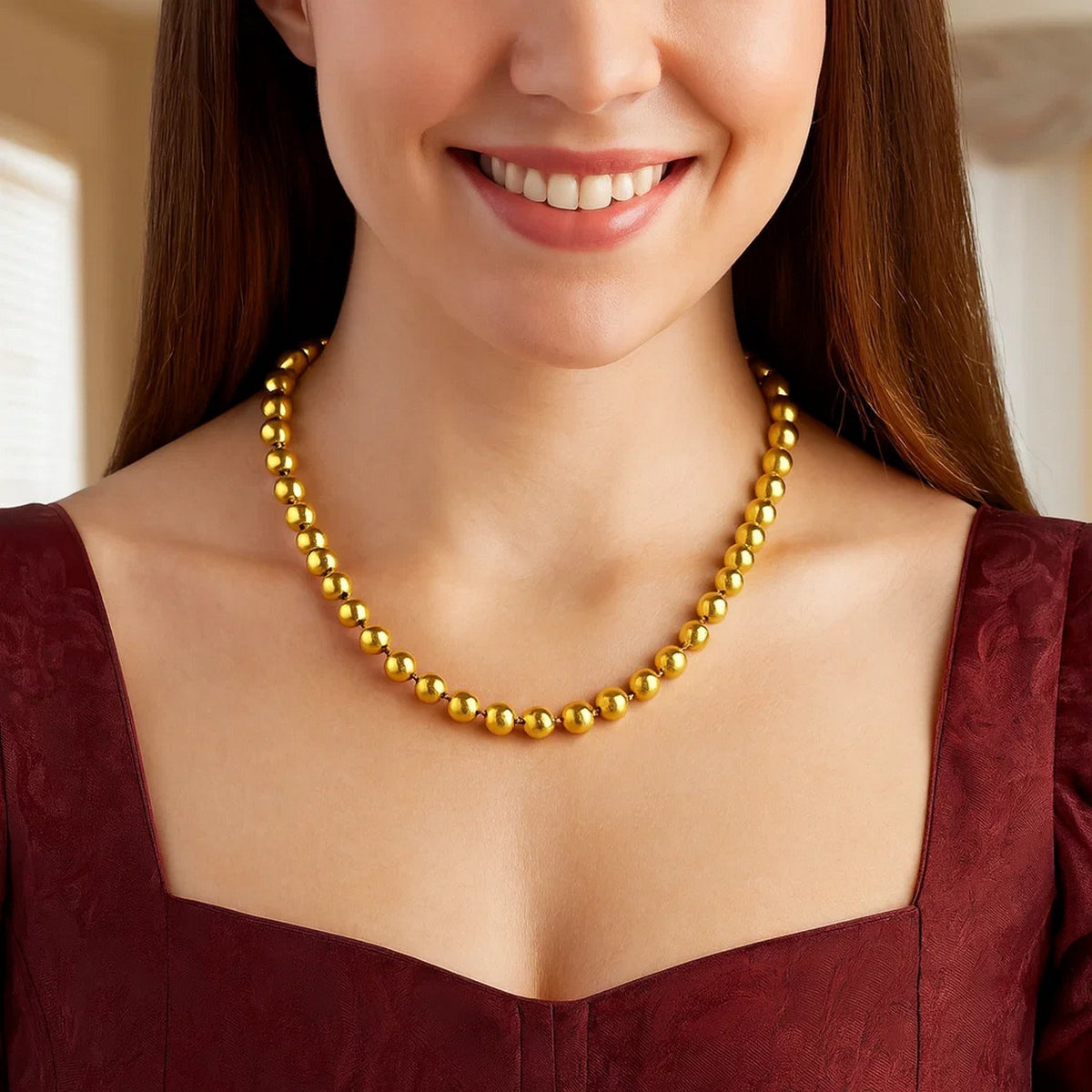Sterling Silver Gold Plated Bold Bead Necklace — view 4