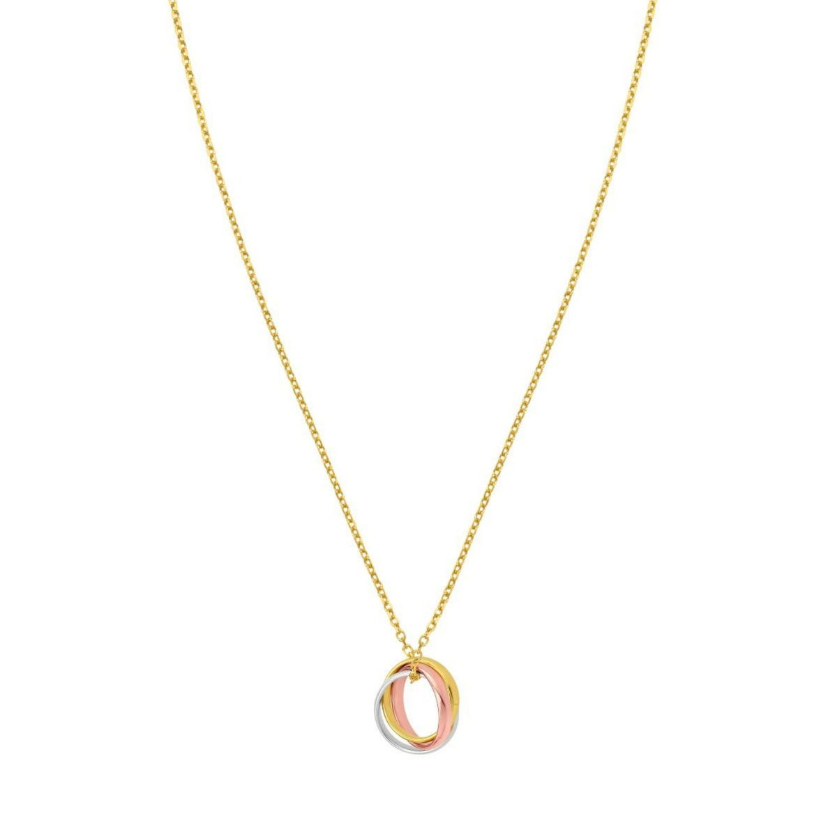 14K Tri Color Gold Trinity Chain Necklace