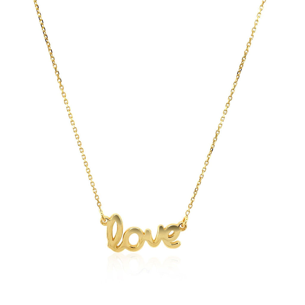 14k Yellow Gold Script LOVE Necklace — view 2