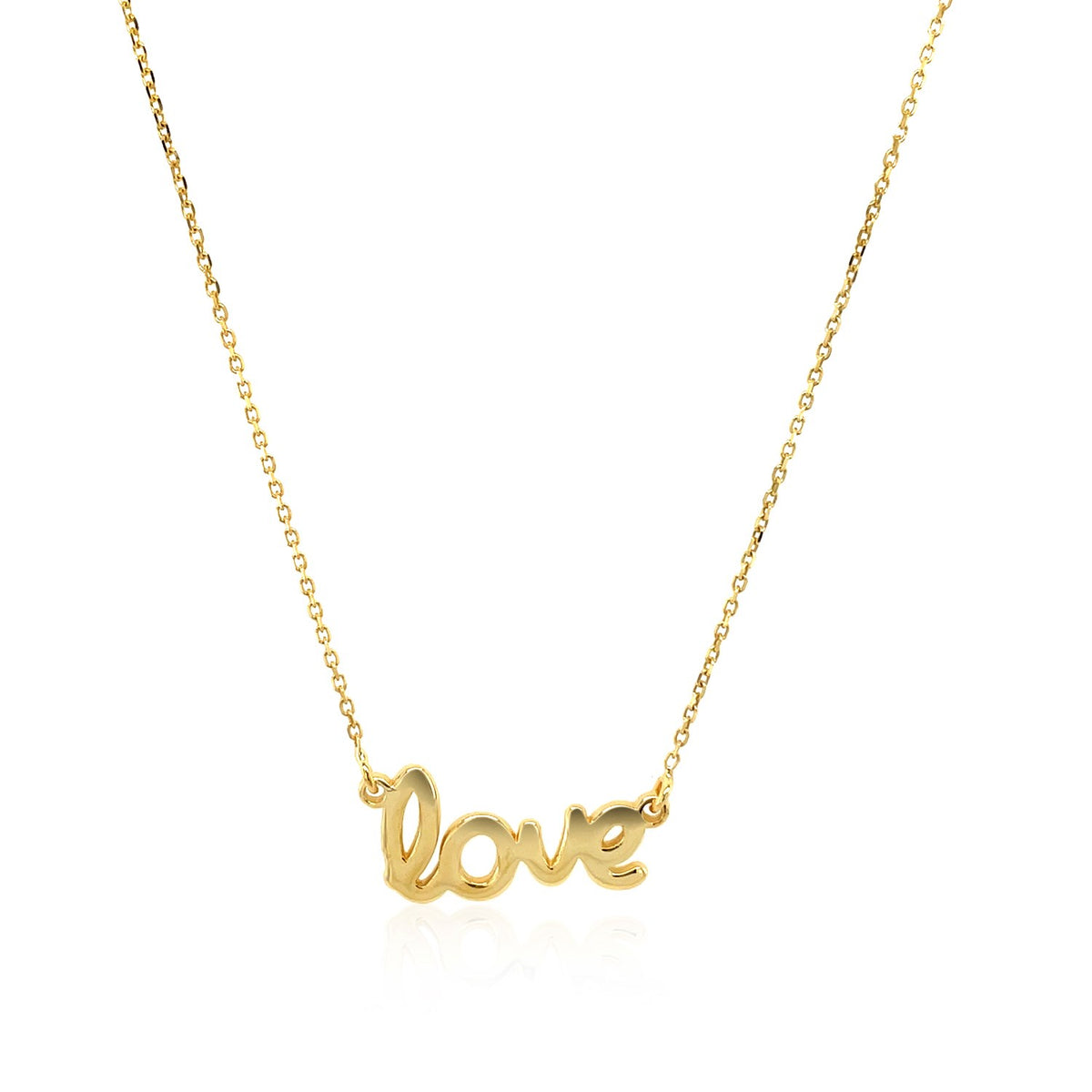 14k Yellow Gold Script LOVE Necklace — view 2
