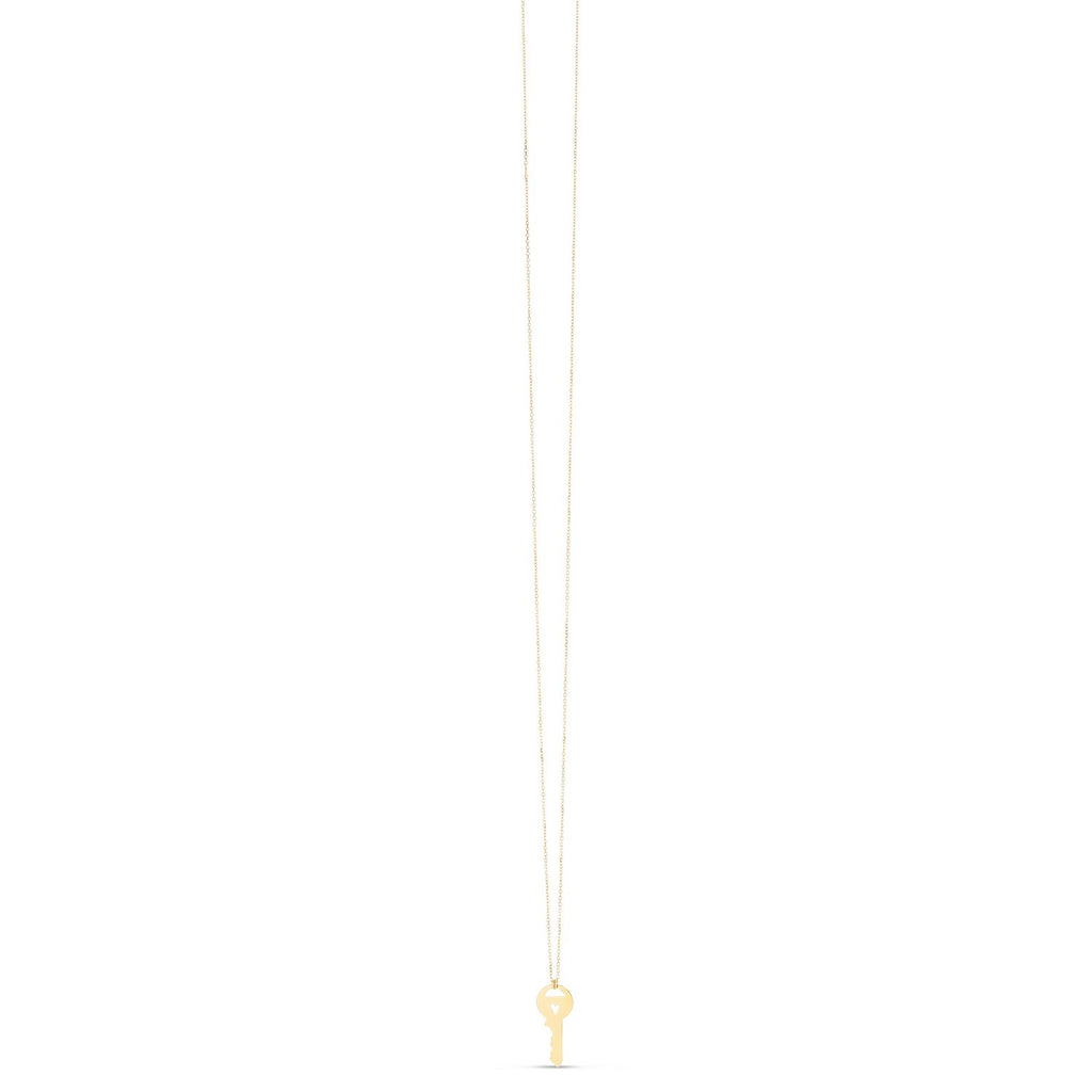 14K Yellow Gold Triple Heart Key Necklace — view 2