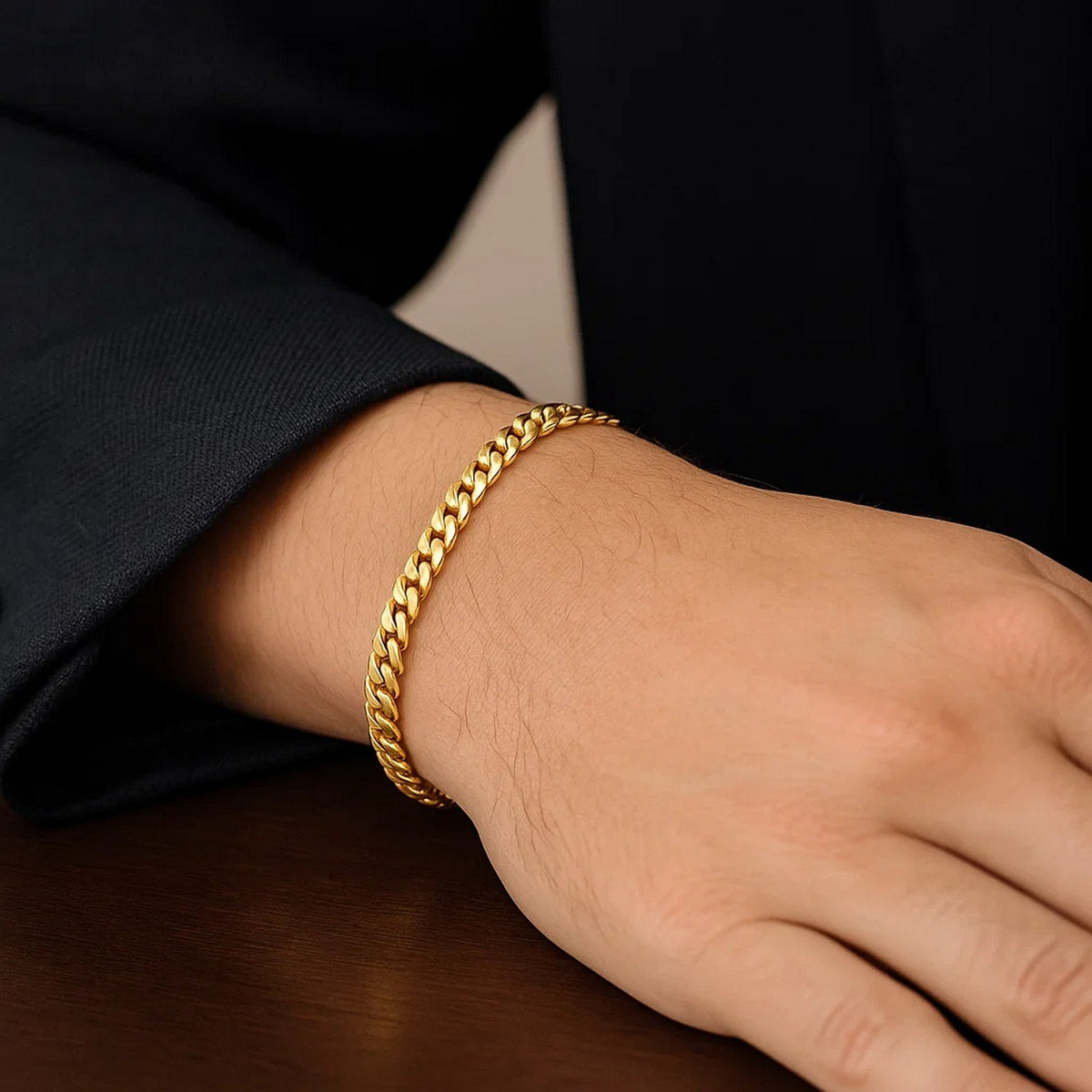 10k Yellow Gold Classic Miami Cuban Solid Bracelet (5.00 mm) — view 4
