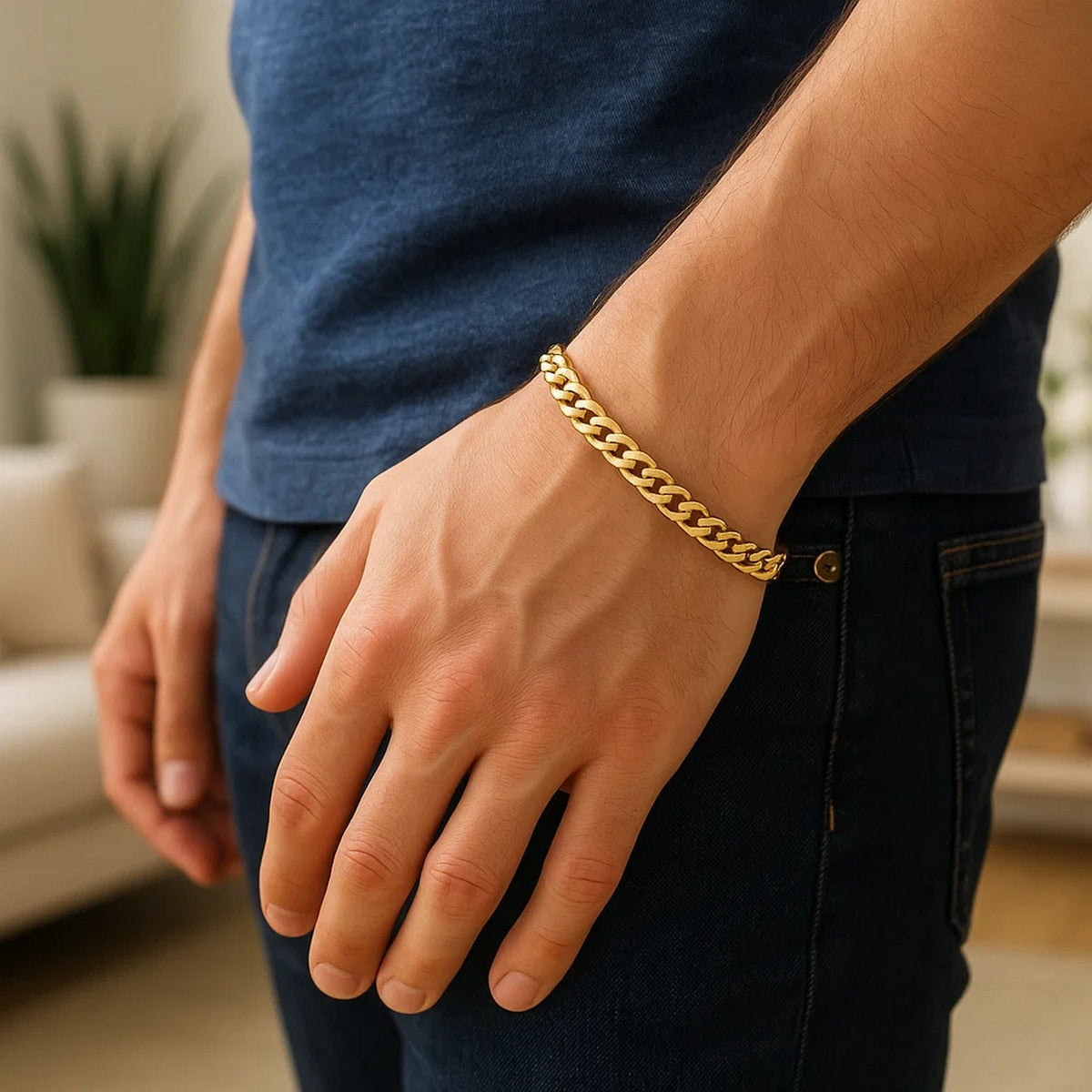 10k Yellow Gold Classic Miami Cuban Solid Bracelet (5.00 mm) — view 5