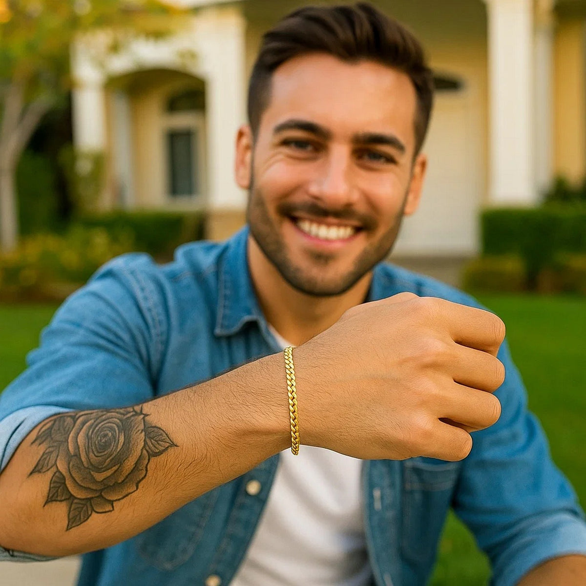 10k Yellow Gold Classic Miami Cuban Solid Bracelet (5.00 mm) — view 6