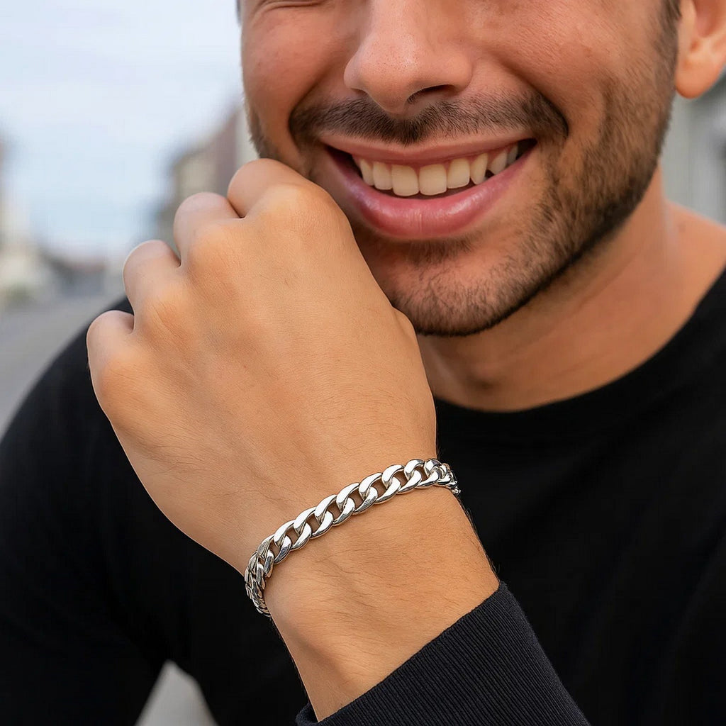 14k White Gold Miami Cuban Semi Solid Bracelet (5.50 mm) — view 2