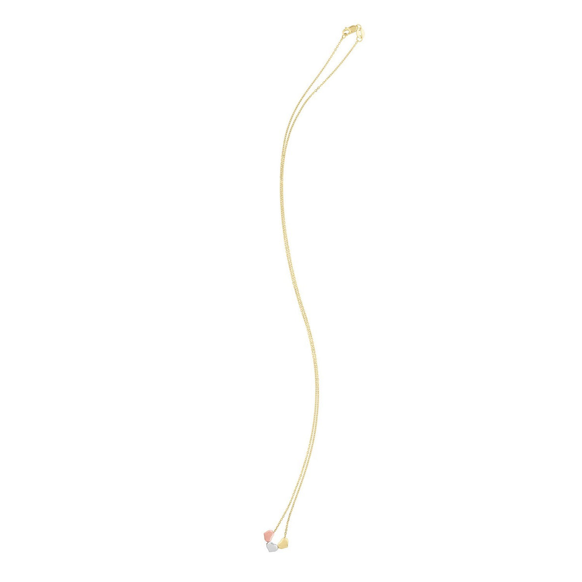 14K Tri Color Gold Triple Heart Necklace — view 3