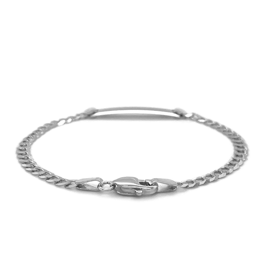 14k White Gold Curb Link Chain Polished Childrens ID Bracelet (3.00 mm) — view 3