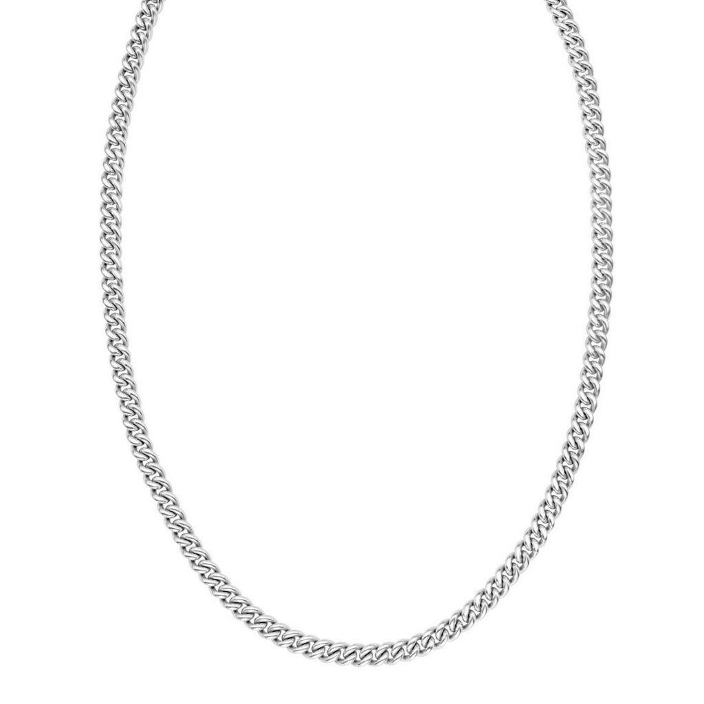 Sterling Silver Rhodium Plated Vintage Puffed Miami Cuban Chain (6.10 mm) — view 2