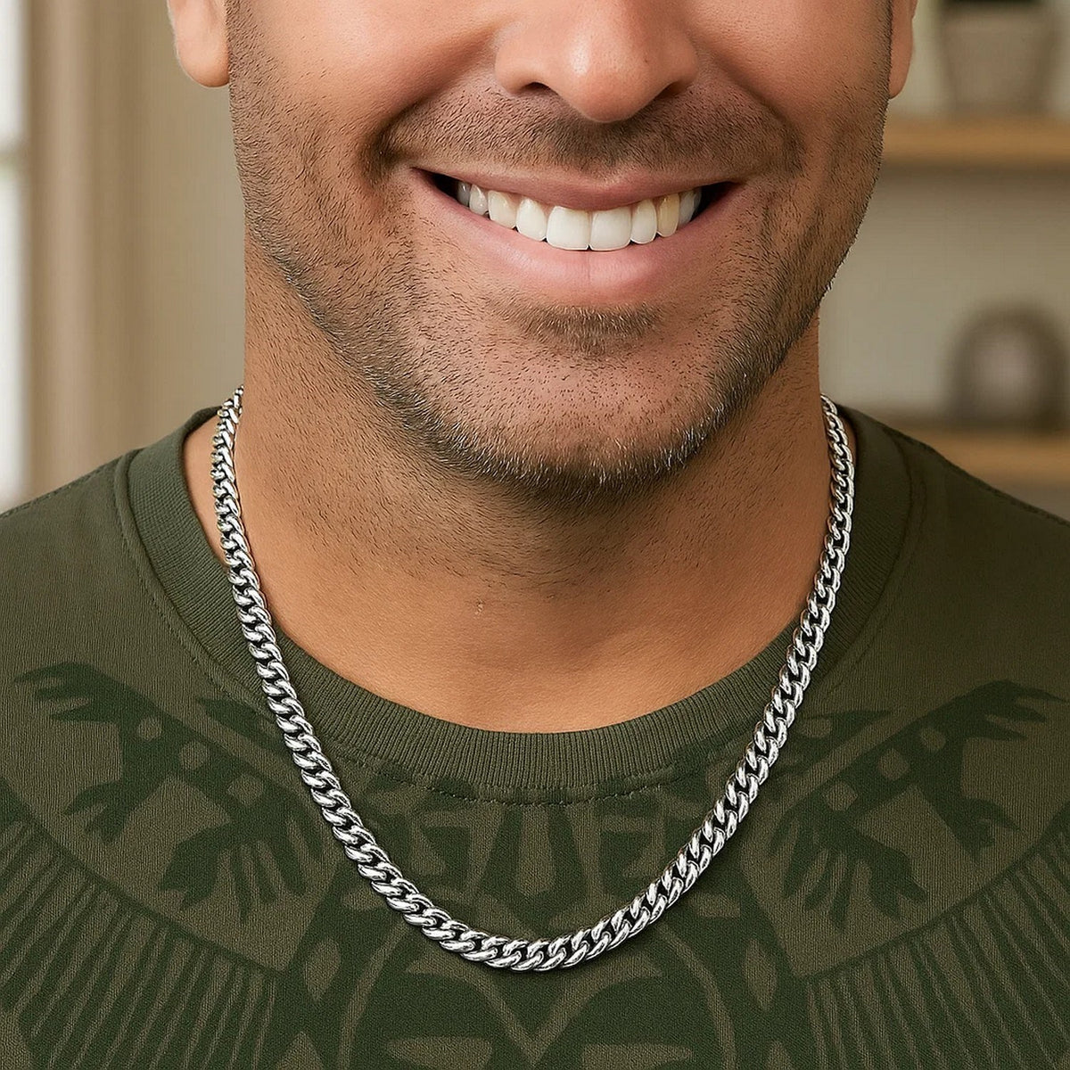 Sterling Silver Rhodium Plated Vintage Puffed Miami Cuban Chain (6.10 mm) — view 5