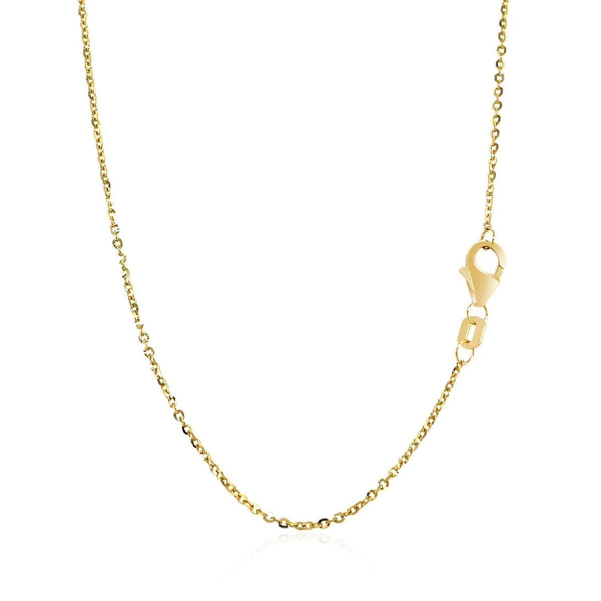14k Yellow Gold Chain Necklace with a Shiny Flat Bar — view 2