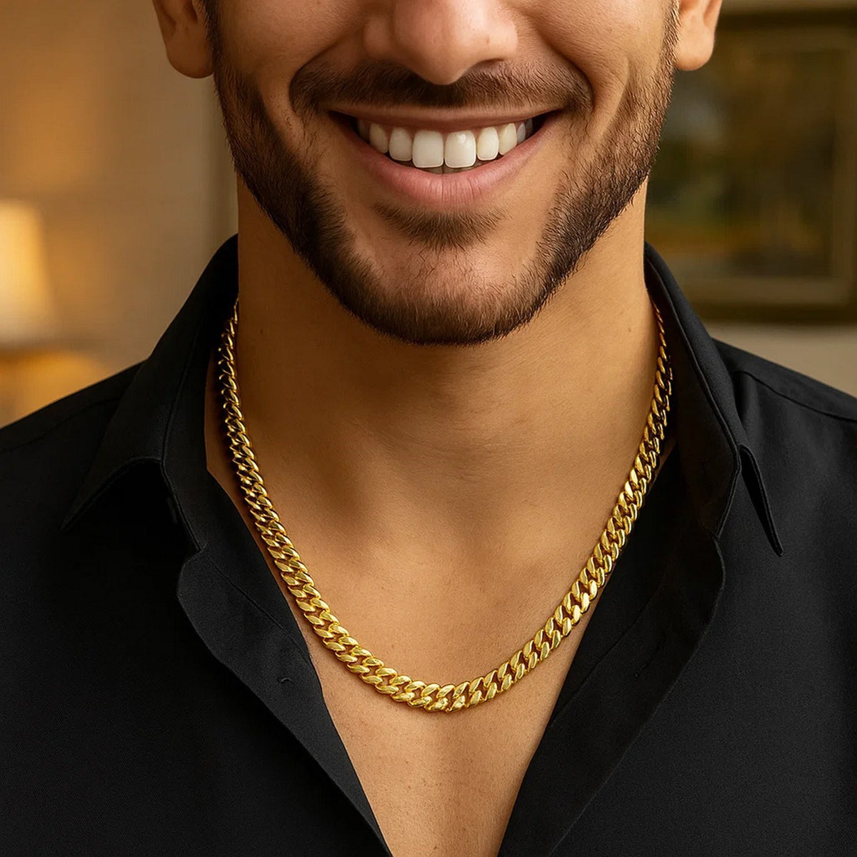 Sterling Silver Yellow Gold Plated Miami Cuban Chain (7.00 mm) — view 4