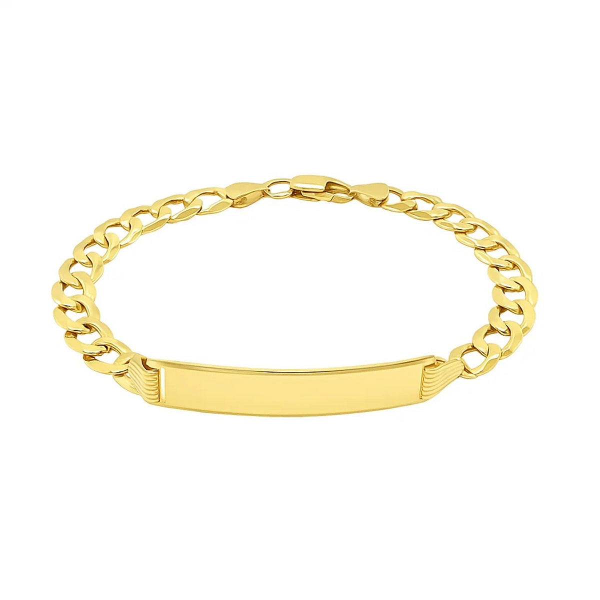 14k Yellow Gold 8 1/2 inch Mens Curb Chain ID Bracelet (8.30 mm) — view 2
