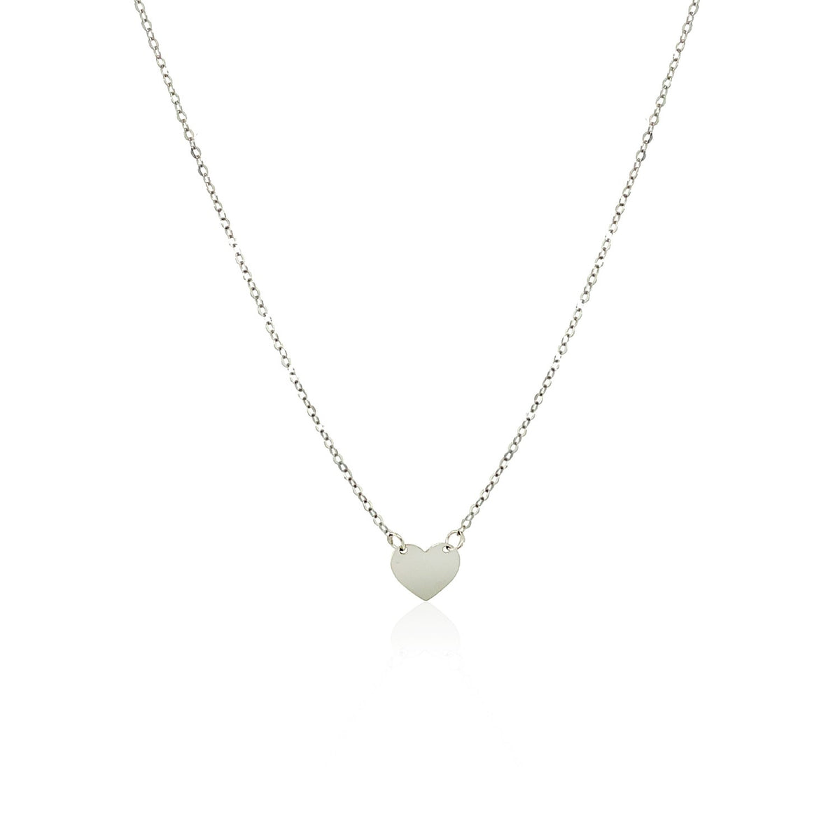 14k White Gold Polished Mini Heart Necklace — view 2