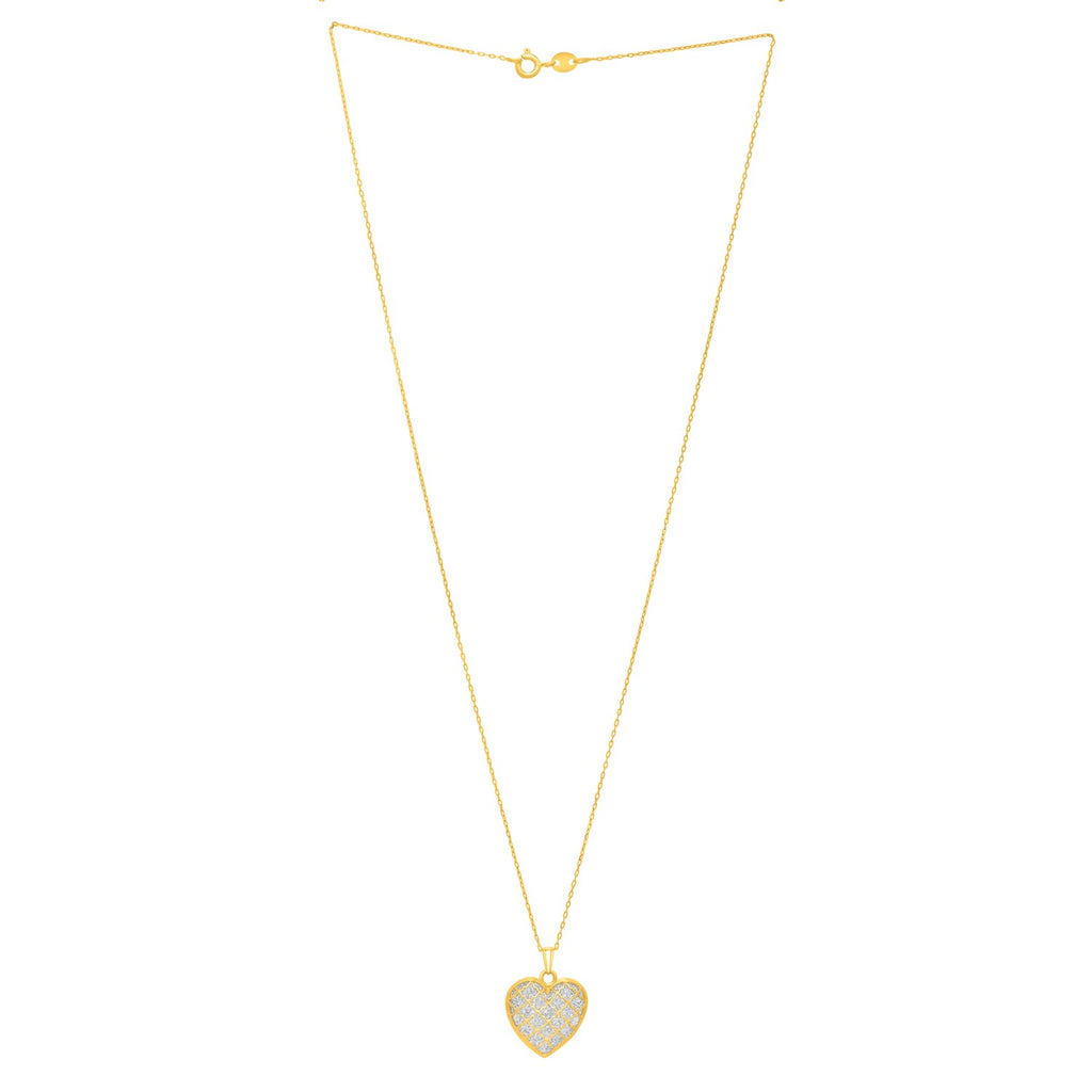 Checkered Heart Necklace in 14K Yellow Gold — view 2